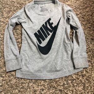 Nike Gray Long Sleeve Tee with Black Swoosh